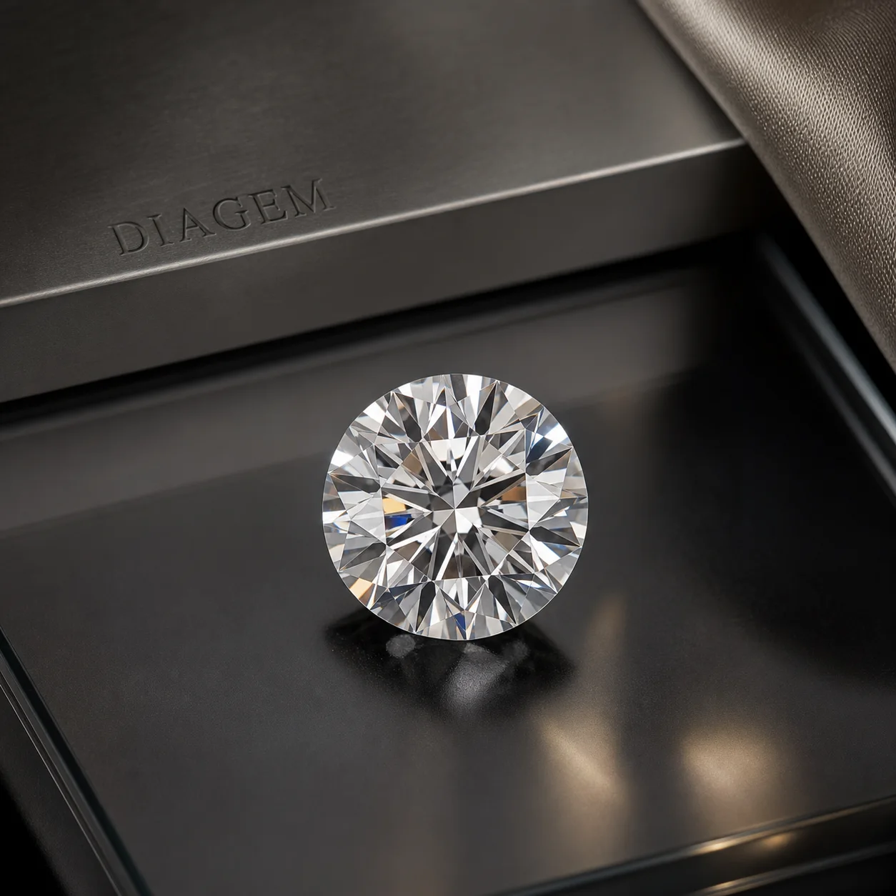 Brilliant lab-grown diamond with subtle Diagem branding