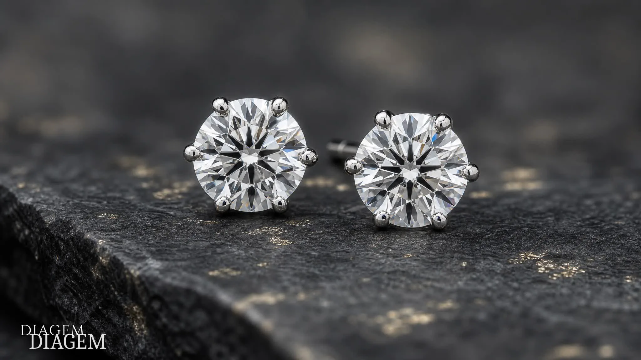 Certified diamond stud earrings set in white gold — Diagem Diamonds
