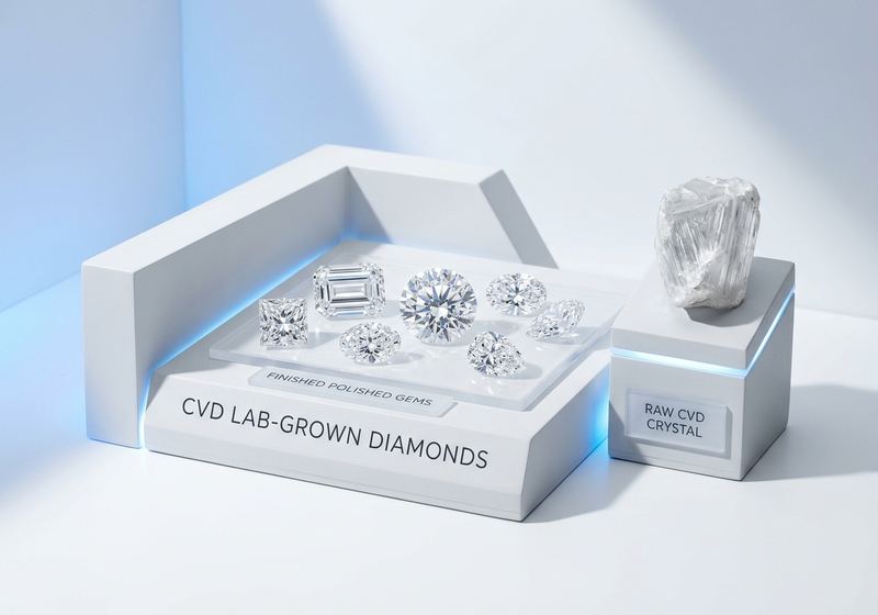 A brilliant lab-grown diamond held to the light