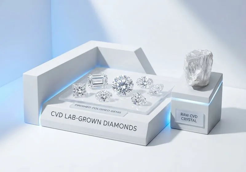 A brilliant lab-grown diamond held to the light