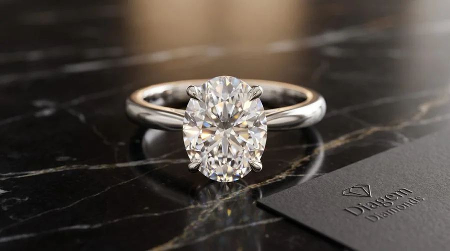 Oval diamond engagement ring with elongated certified diamond — Diagem Diamonds South Africa