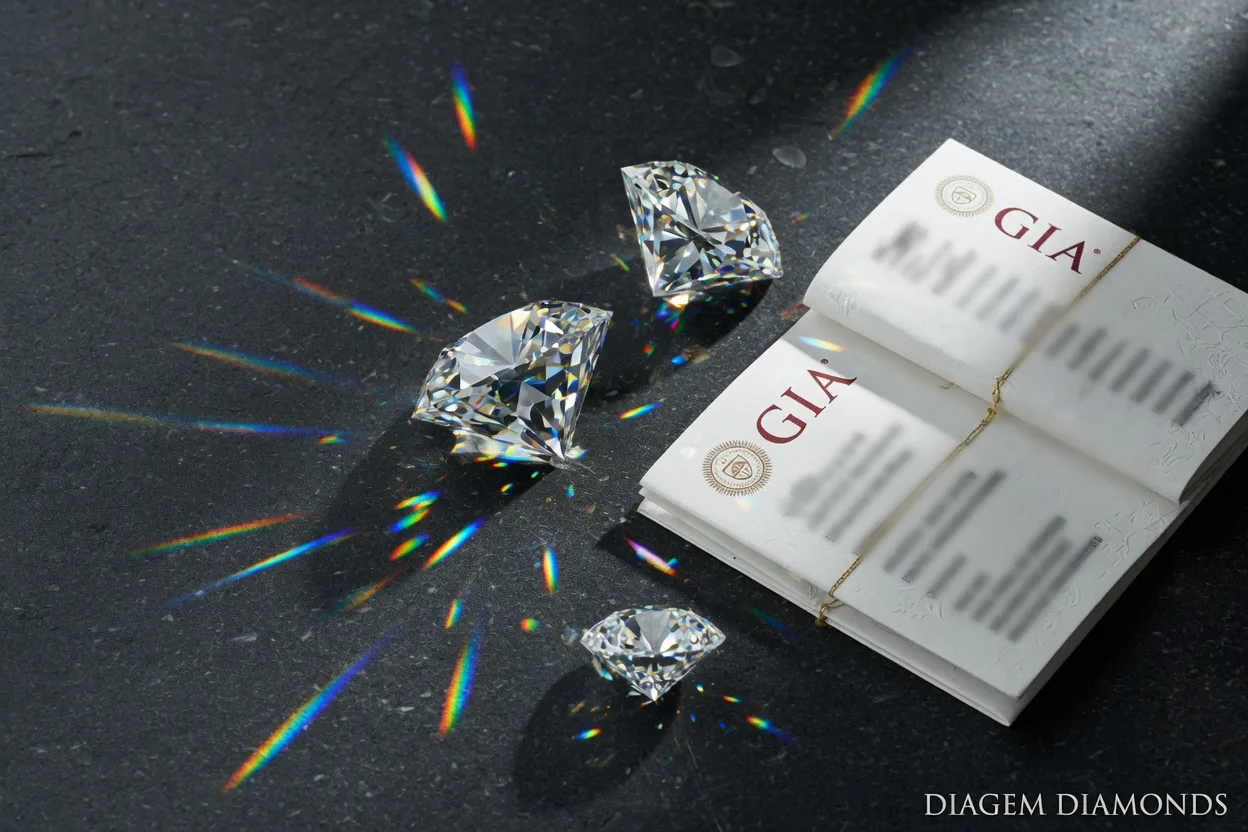 GIA and IGI certified loose diamonds with grading certificate — sourced direct from South Africa